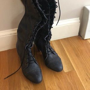Over the knees free people lace up boots